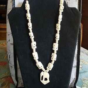 Vintage Tribal Carved Elephant Necklace